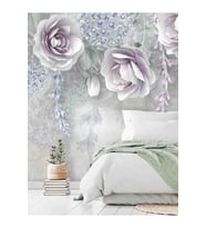 Dreamwall Sarkık Güller Desenli Silinebilir Sağlıklı Tekstil Duvar Kağıdı (Çok Renkli)