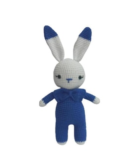 Saks Mavisi Miniş Tavşan Uyku Arkadaşı Amigurumi Organik Oyuncak