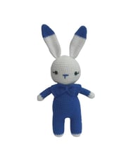 Saks Mavisi Miniş Tavşan Uyku Arkadaşı Amigurumi Organik Oyuncak