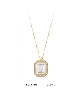 14 Ayar Baget Taşlı Kolye KLY1704 (Çok Renkli)