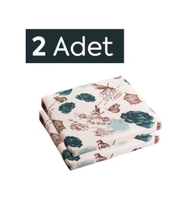 Çiçekli Sandalye Oturum Minderi 40x40x4 Bağcıklı Yeşil