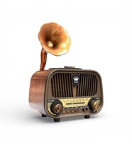 Gramafon Nostalji Radyo,Bluetooth özellikli,Eskitme Nostaljik Gramafon Radyo (Ekru - Kahverengi)