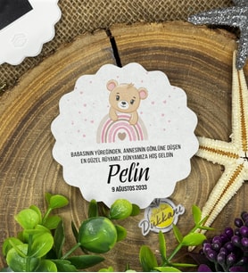 7cm Özel Baskılı Magnet Uv Baskılı - Pembe Sevimli Ayıcık