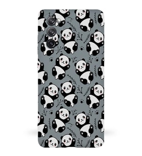 Samsung Galaxy S20 FE Uyumlu Lansman Kılıf Panda Tasarımlı İçi Kadife Kapak-Gri (Şeffaf)