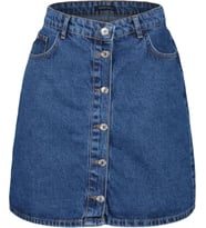 Moda Büyük Beden Regular Düz Desen Günlük Mini Boy Yüksek Bel Önü Düğmeli Denim Etek