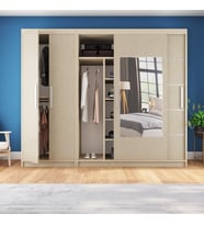 Sürgülü Gardırop Kısmı Kapaklı Sürgülü Gardırop 270CM /210 cm (Koton Vizon)