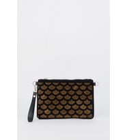 Kadın Yelpazer Altın Taşlı Süet Bilek Askılı Ve Zincir Askılı Portföy El Ve Clutch Çanta