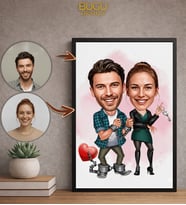 Kişiye Özel Sevgili Karikatürü Çerçeveli Tablo,Kişiye Özel Hediye,Kişiye Özel Tasarım,Sevgililer Günü Hediyesi (Çok Renkli)
