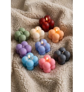 Mini Bubble Mum - 15 Adet - Doğal Soya, Kokulu, El Yapımı - Özel Gün Hediyelik - Mumelia Candles