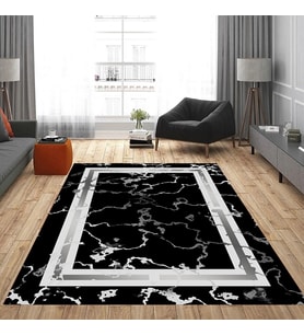 Rovigo Home Dijital Baskı Yıkanabilir Kaymaz Taban Salon Halısı Ve Yolluk RVG0838-FNL48 (Siyah)