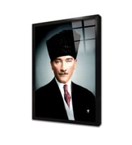 Kalpaklı Atatürk Çerçeveli Cam Tablo