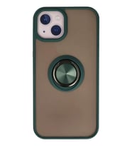iPhone 13 Kılıf Montreal Yüzüklü Silikon Kapak - Yeşil