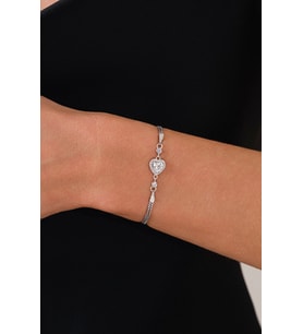 14 K White Gold Kaplama 925 Ayar Gümüş Kalp Bileklik