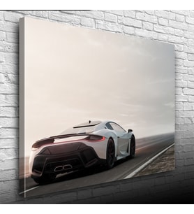 Beyaz Spor Araba Fotoğrafı Kanvas Tablo 50 x 70