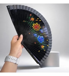 Bambu Çift Taraflı Siyah Yelpaze 12'li Paket