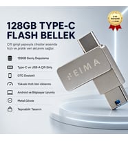 128GB Type-C USB Flash Bellek Çift Girişli OTG Destekli Yüksek Hızlı Taşınabilir Depolama