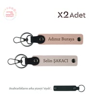 Kankaya Doğum Günü Armağanı, İsimli & Soyisimli 2’li Anahtarlık Hediye Takım, Yavru Ağzı-Pudra-Siyah