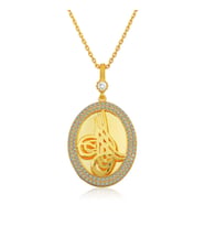 Gümüş Gold Tuğralı Oval Bayan Kolye