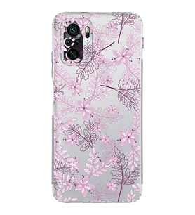 Xiaomi Poco M5s  Kamera Korumalı Kapak Floral Pudra Tasarımlı Şeffaf  Kılıf