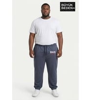 Erkek Büyük Beden BROOKLYN 1970 Baskılı Paça Lastikli  Jogger İnce Eşofman Altı SPR26BEA951-3 (Koyu Mavi)