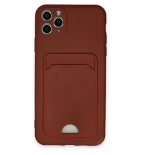 Newface Apple iPhone 11 Pro Max Kılıf Kelvin Kartvizitli Silikon - Bordo