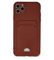 Newface Apple iPhone 11 Pro Max Kılıf Kelvin Kartvizitli Silikon - Bordo