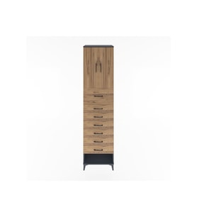 Hyperion Dolap 2 Raflı 7 Çekmeceli 2 Kapaklı 60x44x243 Antrasit-Çam