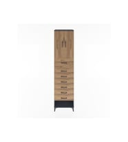 Hyperion Dolap 2 Raflı 7 Çekmeceli 2 Kapaklı 60x44x243 Antrasit-Çam