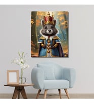Tekli Dikey Kanvas Duvar Tablosu Kral Kostümlü Hamster