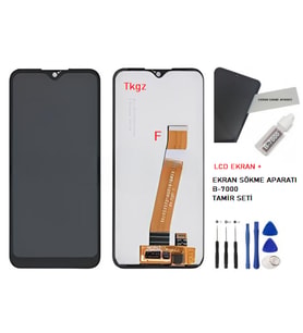 Samsung Galaxy A01F - SM-A015F Uyumlu Lcd Ekran Dokunmatik Servis Lcd + B-7000 + TAMİR SETİ