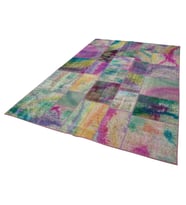 Çok Renkli El Dokuma Salon Halısı Soyut Patchwork Desenli Bohem Stil Oturma Odası Dekorasyonu