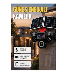 4 Kameralı LED Projektörlü Güneş Enerjili 4G Akıllı Güvenlik Kamera Sistemi