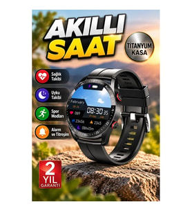Titanyum Kasalı Akıllı Saat – Yuvarlak Ekran Alarm, Uyku ve Sağlık Takibi, Titreşim