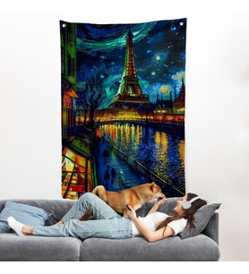 Paris Eyfel Kulesi Van Gogh Tarzı Yıldızlı Geceler Duvar Örtüsü-7675