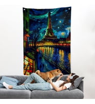 Paris Eyfel Kulesi Van Gogh Tarzı Yıldızlı Geceler Duvar Örtüsü-7675