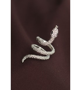 Ayarlanabilir Silver Renk Zirkon Taşlı Yılan Yüzük TJ-BYK2236