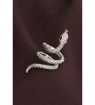 Ayarlanabilir Silver Renk Zirkon Taşlı Yılan Yüzük TJ-BYK2236
