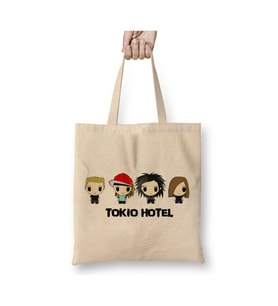 Tokio Hotel Fanart Beyaz Bez Çanta Uzun Saplı Alışveriş Çantası Plaj Çantası