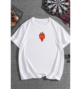 Unisex Ateş Avatar Baskılı T-shirt (Beyaz)