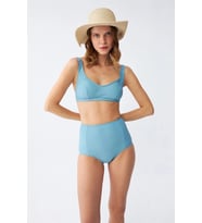 Kadın Basic Turkuaz Pedli Yüksek Bel Bikini Takımı