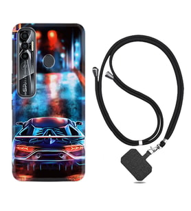 Tecno Spark 6 6 Go 8C 8 Pro 7 7 Pro Kılıf Boyun Askılı Silikon Neon Cars 1724