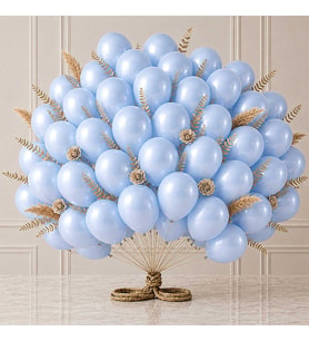 Bebek Mavi Renk Lateks Metalik Balon (30 cm) - 50 Adet