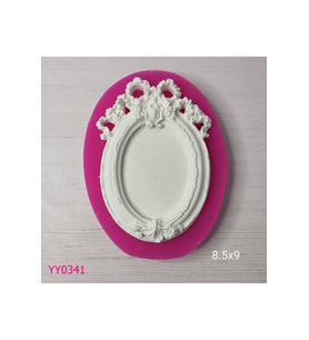 YY0341 Çiçek Desenli Elips Çerçeve Silikon Kalıp