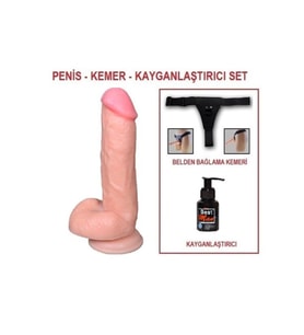 17,5 cm Belden Bağlamalı Realistik Dildo Penis Set