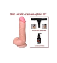 17,5 cm Belden Bağlamalı Realistik Dildo Penis Set