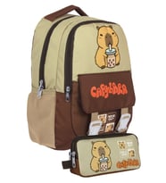 Capybara Erkek Çocuk İlkokul Sırt Çantası ve İki Gözlü Kalemlik Seti - Kahverengi/Bej - SETCPB5200C
