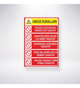 Havuz Kuralları 21x28 Arkası Sticker