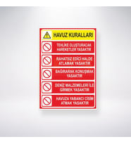 Havuz Kuralları 21x28 Arkası Sticker