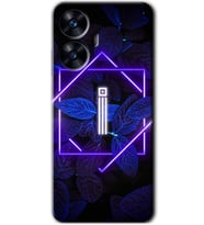 Realme C55 Kılıf HD Desen Baskılı Kılıf - Dark Neon Yaprak İ Harfi