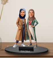 Kişiye Özel Tesettürlü Kadın Arkadaş Tasarımlı Karikatür Biblo  263